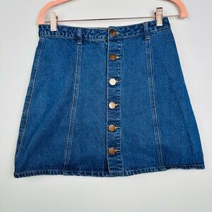 Cotton On Blue The Classic A-Line front buttons Denim Mini Skirt Size 6